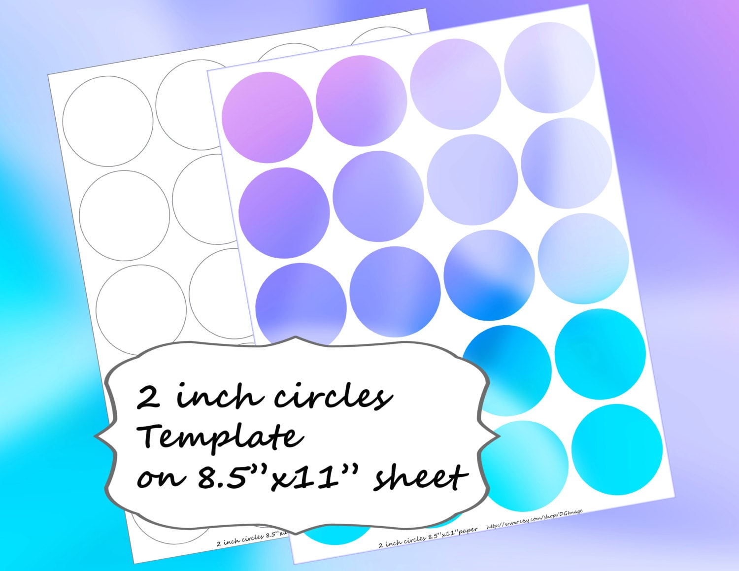 2 Inch Circles Template on 8.5x11 Page Tutorial Etsy