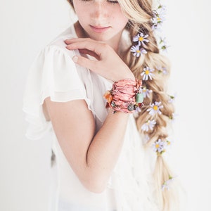 Wrist Wrap Recycled Sari Silk, Bohemian Bracelet, Boho Girl, Her, Boho Bangle, Gypsy Wrist Wrap, Fair Trade Bracelet with Gems. image 2
