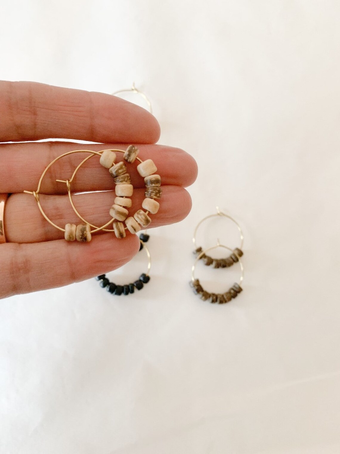 Buy Small Brass & Wood Bead Hoops Online in India Etsy