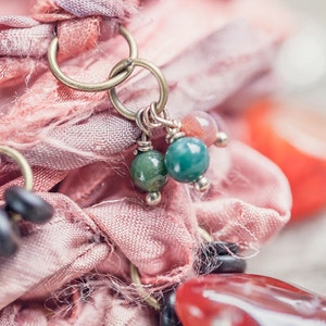 Wrist Wrap Recycled Sari Silk, Bohemian Bracelet, Boho Girl, Her, Boho Bangle, Gypsy Wrist Wrap, Fair Trade Bracelet with Gems. image 4