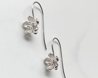 Sterling Silver Flower Earrings, Hoops, Brass Earrings, New Zealand Jewellery, NZ