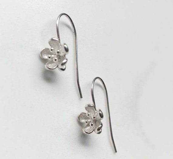 Sterling Silver Flower Earrings, Hoops, Brass Earrings, New