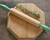 RESERVED FOR GLORIA Vintage Rustic Rolling Pin Green Handles for Display or Use Farmhouse Cottage Decor Mother's Day