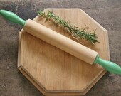 RESERVED FOR GLORIA Vintage Rustic Rolling Pin Green Handles for Display or Use Farmhouse Cottage Decor Mother's Day