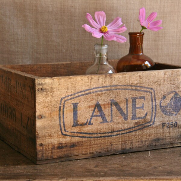 RESERVED FOR EMMA Vintage Industrial Box  - Wooden Crate for Display or Storage Cool Typography Lane Australia