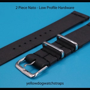 Black 2 piece Low Profile Waterproof 1.5mm thick Rubber Divers Scuba Army Military style watch strap 17 - 25mm widths