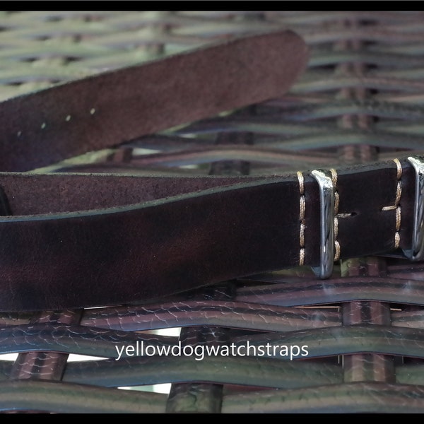 Conker Brown Leather Handmade Made to Measure Army Military style watch strap 17 - 25mm Lug widths