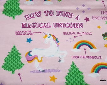 Flannel Fabric - Guide to Unicorns - By the yard - 100% Cotton Flannel