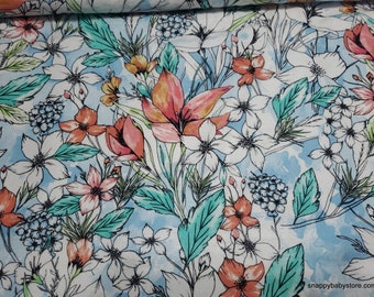 Flannel Fabric - Hawaiian Flowers - By the Yard - 100% Cotton Flannel