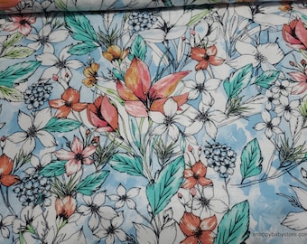 Flannel Fabric - Hawaiian Flowers - By the Yard - 100% Cotton Flannel