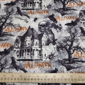 Flannel Fabric Haunted House By the yard 100% Cotton Flannel image 4