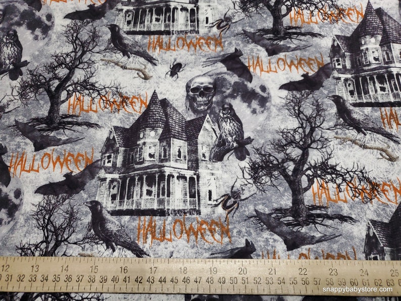 Flannel Fabric Haunted House By the yard 100% Cotton Flannel image 4