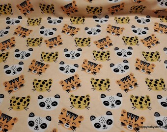 Flannel Fabric - Tiger and Panda - By the yard - 100% Cotton Flannel