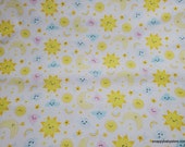 Flannel Fabric - Cheerful Sky on White - By the yard - 100% Cotton Flannel