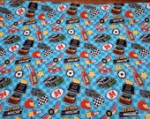 Licensed Flannel Fabric - Nascar Icons - By the Yard - 100% Cotton Flannel