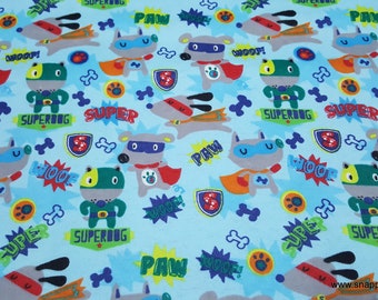 Flannel Fabric - Super Dogs - By the yard - 100% Cotton Flannel