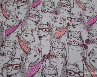 Flannel Fabric - Sketched Llamas - By the yard - 100% Cotton Flannel