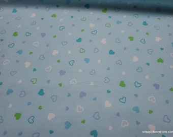 Flannel Fabric - Hearts Blue Premium - By the yard - 100% Premium Cotton Flannel