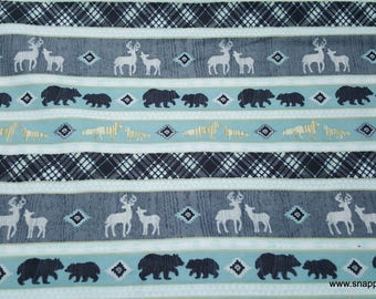 Flannel Fabric  - Logan Stripe - By the yard - 100% Cotton Flannel