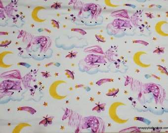 Flannel Fabric - Night Time Unicorn - By the yard - 100% Cotton Flannel