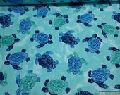Flannel Fabric - Swimming Turtles Blue - By the yard - 100% Cotton Flannel