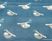 Flannel Fabric - Joey Sloth Navy - By the Yard - 100% Cotton Flannel