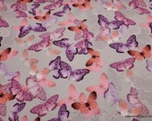 Flannel Fabric - Orchid Butterfly Pink Purple - By the Yard - 100% Cotton Flannel