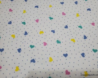 Flannel Fabric - Hearts and Dots on White - By the yard - 100% Cotton Flannel