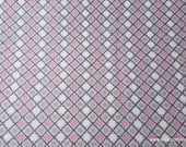 Flannel Fabric - Gray Pink Trellis Geo - By the yard - 100% Cotton Flannel