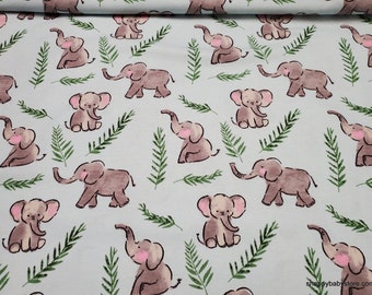 Flannel Fabric - Sweet Elephants - By the yard - 100% Cotton Flannel