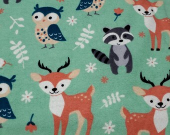Flannel Fabric - Woodland Magic Green - By the yard - 100% Cotton Flannel