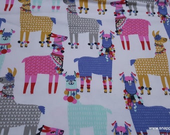 Flannel Fabric - Party Llamas - By the yard - 100% Cotton Flannel