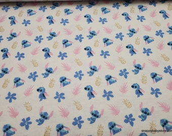 Character Flannel Fabric - Stitch Garden - By the yard - 100% Cotton Flannel