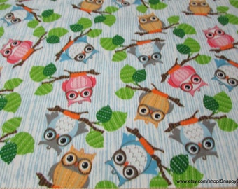 Flannel Fabric - Owls on Branches - By the Yard - 100% Cotton Flannel