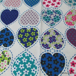 Flannel Fabric Patterned Hearts By the yard 100% Cotton Flannel image 1