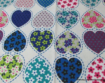 Flannel Fabric - Patterned Hearts - By the yard - 100% Cotton Flannel