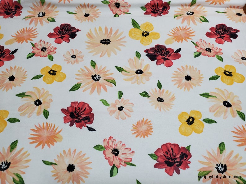 Flannel Fabric Watercolor Floral Medium By the Yard 100% Cotton Flannel image 1