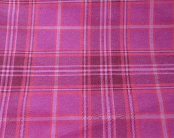 Flannel Fabric - Pink Coral Plaid - By the yard - 100% Cotton Flannel