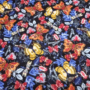 Flannel Fabric Poppy Butterflies By the yard 100% Cotton Flannel image 1