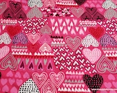 Flannel Fabric - Sketched Hearts Pink - By the yard - 100% Cotton Flannel