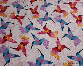 Flannel Fabric - Sunny and Bright Hummingbirds - By the yard - 100% Cotton Flannel