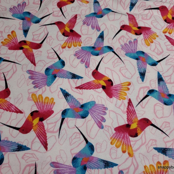 Flannel Fabric - Sunny and Bright Hummingbirds - By the yard - 100% Cotton Flannel