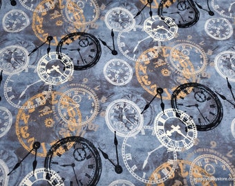 Premium Flannel Fabric - On Time Smoke Time Pieces Premium Flannel - By the yard - 100% Premium Cotton Flannel