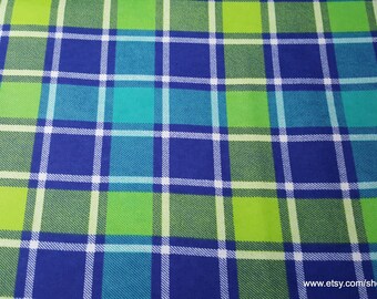 Flannel Fabric - Bruno Plaid Green - By the yard - 100% Cotton Flannel
