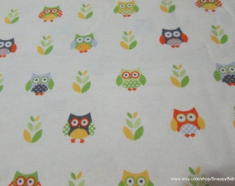 Flannel Fabric - Woodland Owl - By the yard - 100% Cotton Flannel