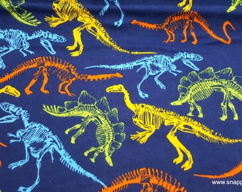 Flannel Fabric - Dino Skeletons - By the yard - 100% Cotton Flannel