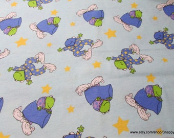 Flannel Fabric - Frogs in Pajamas - By the yard - 100% Cotton Flannel