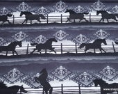 Flannel Fabric - Black Horse Aztec - By the yard - 100% Cotton Flannel