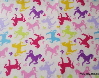 Premium Flannel Fabric - Horses and Bows Cream - By the yard - 100% Cotton Flannel