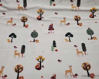 Flannel Fabric - Simple Woodland Animals - By the yard - 100% Cotton Flannel